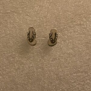 Brighton Crystal Flip Flop Stud Earrings Silver Pavé Sandal Beach Coastal Chic